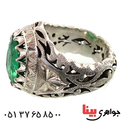 انگشتر زمرد درشت و زلال مردانه فاخر _کد:1471