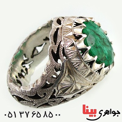 انگشتر زمرد درشت و زلال مردانه فاخر _کد:1471