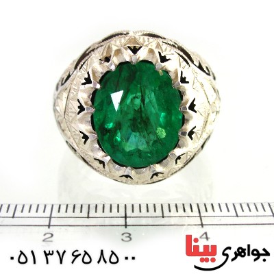انگشتر زمرد درشت و زلال مردانه فاخر _کد:1471