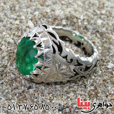 انگشتر زمرد درشت و زلال مردانه فاخر _کد:1471