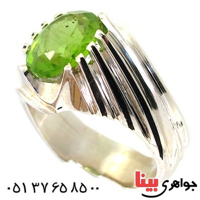 انگشتر زبرجد مرغوب مردانه شیاردار کلاسیک شکیل _کد:1472