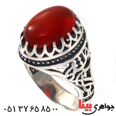 انگشتر عقیق یمنی مردانه یا حسین مظلوم _کد:10406