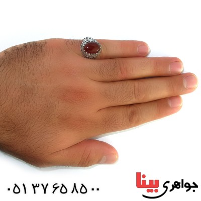 انگشتر عقیق یمنی مردانه یا حسین مظلوم _کد:10406