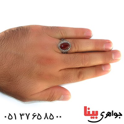 انگشتر عقیق یمنی مردانه علی مع الحق _کد:10412