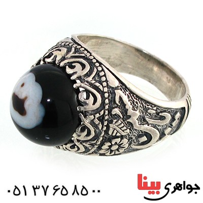 انگشتر عقیق سلیمانی مردانه درشت یا حسین(ع) و یا اباالفضل(ع) _کد:10413