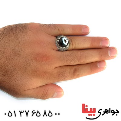 انگشتر عقیق سلیمانی مردانه درشت یا حسین(ع) و یا اباالفضل(ع) _کد:10413
