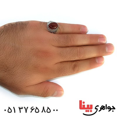 انگشتر عقیق یمنی مردانه علی ولی الله _کد:10418