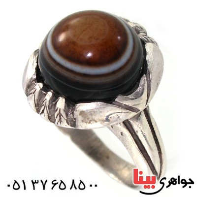 انگشتر عقیق باباقوری مردانه درشت چشم کهکشان _کد:10420