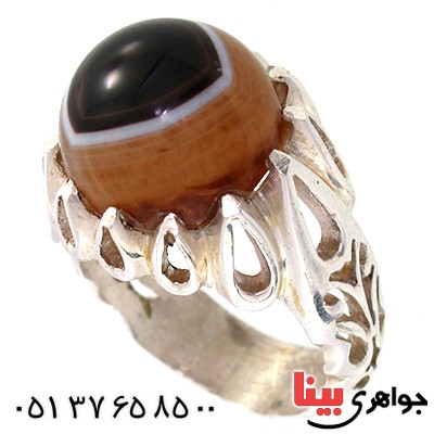 انگشتر عقیق باباقوری مردانه درشت دور اشکی _کد:10424
