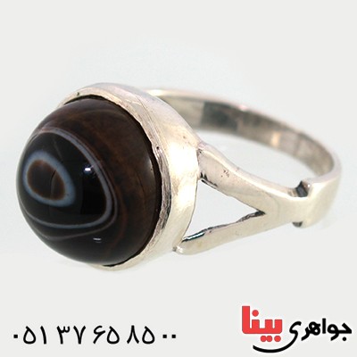 انگشتر عقیق باباقوری مردانه طرح چشم دور ساده _کد:10426