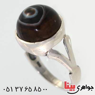 انگشتر عقیق باباقوری مردانه طرح چشم دور ساده _کد:10426