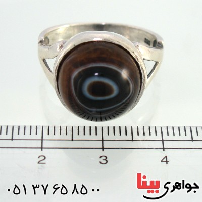 انگشتر عقیق باباقوری مردانه طرح چشم دور ساده _کد:10426
