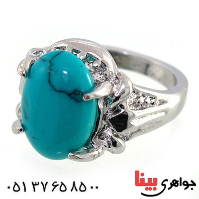 نگین انگشتر فیروزه صنعتی بیضی _کد:10431