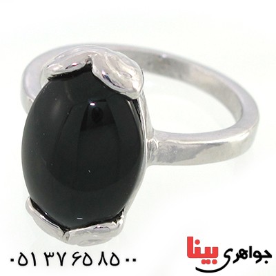 نگین انگشتر عقیق سیاه (اونیکس) بیضی _کد:10432