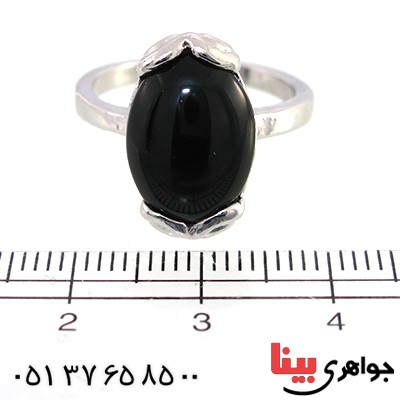 نگین انگشتر عقیق سیاه (اونیکس) بیضی _کد:10432