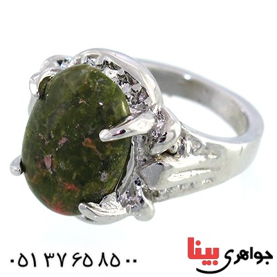 نگین انگشتر عقیق خزه ای سبز خاص _کد:10444