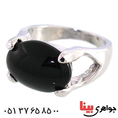 نگین انگشتر عقیق سیاه (اونیکس) بیضی _کد:10448