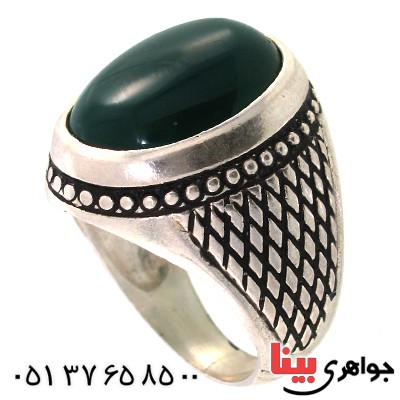 انگشتر عقیق سبز مردانه درشت مدل سوهانی _کد:10472