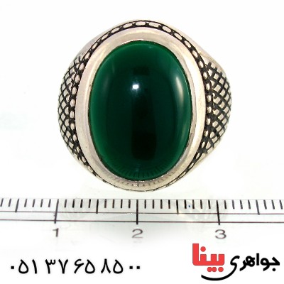 انگشتر عقیق سبز مردانه درشت مدل سوهانی _کد:10472