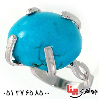 انگشتر فیروزه آمریکایی زنانه درشت مدل راف _کد:10473