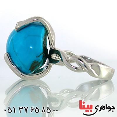 انگشتر فیروزه آمریکایی زنانه درشت مدل راف _کد:10473