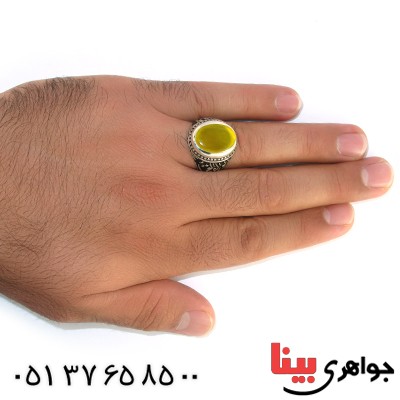 انگشتر عقیق شرف الشمس خراسانی مردانه یا اباالفضل یا قمر بنی هاشم _کد:10474