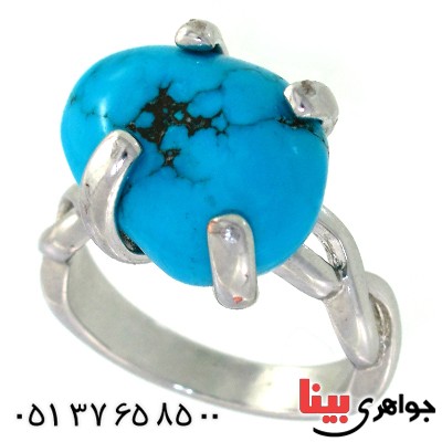 انگشتر فیروزه آمریکایی زنانه مدل راف _کد:10479