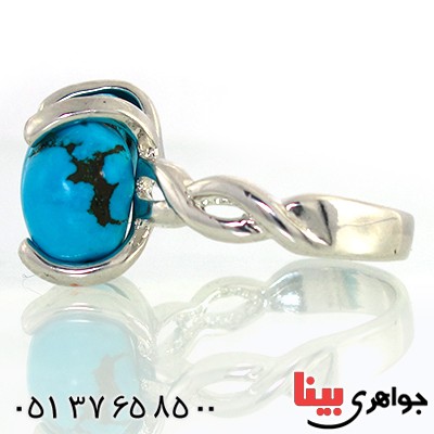 انگشتر فیروزه آمریکایی زنانه مدل راف _کد:10479