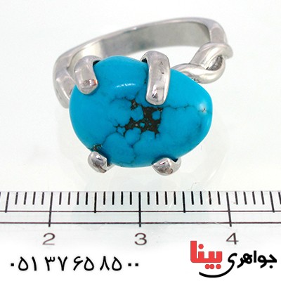 انگشتر فیروزه آمریکایی زنانه مدل راف _کد:10479