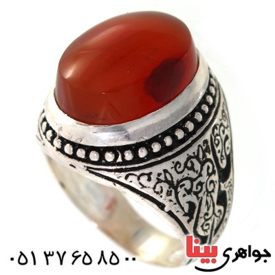 انگشتر عقیق یمنی برجسته مردانه درشت یا علی _کد:10481