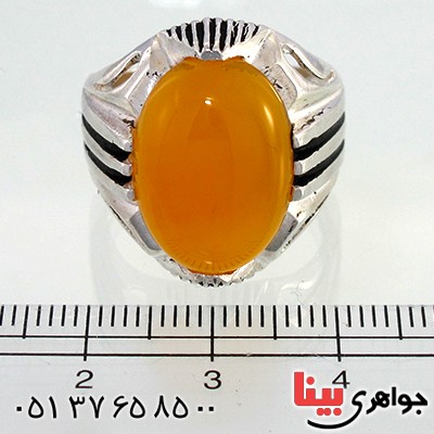 انگشتر عقیق شرف الشمس مردانه درشت چهار چنگ _کد:10482