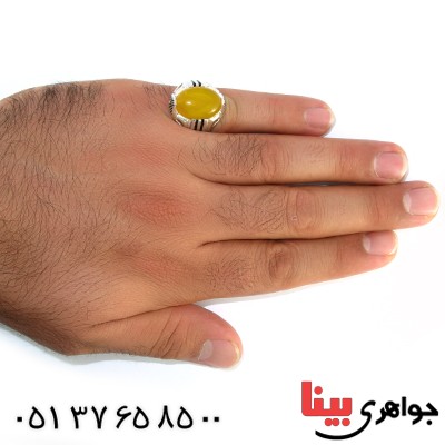 انگشتر عقیق شرف الشمس مردانه درشت چهار چنگ _کد:10482