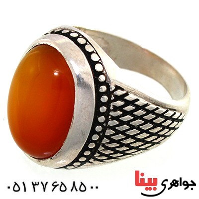 انگشتر عقیق یمنی شرف الشمس مردانه درشت سوهانی _کد:10488
