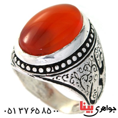 انگشتر عقیق یمنی مردانه درشت یا علی (ع) _کد:10492