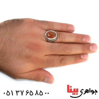 انگشتر عقیق یمنی مردانه درشت یا علی (ع) _کد:10492