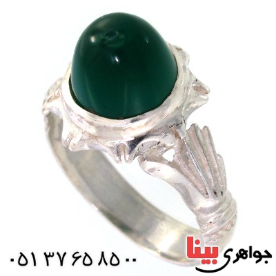 انگشتر عقیق سبز مردانه مدل دست و دلبر _کد:10496