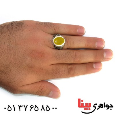 انگشتر عقیق شرف الشمس خراسانی مردانه محمد رسول الله(ص) و لااله اله الله برجسته _کد:10517