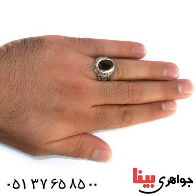 انگشتر عقیق قرمز خراسانی مردانه یا علی مدد _کد:10518