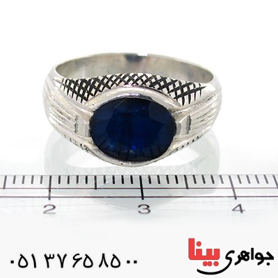 انگشتر یاقوت کبود مردانه کلاسیک سوهانی _کد:10521