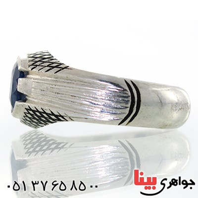 انگشتر یاقوت کبود مردانه کلاسیک سوهانی _کد:10521