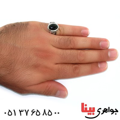 انگشتر عقیق سیاه (اونیکس) مردانه یا علی (ع) _کد:10524