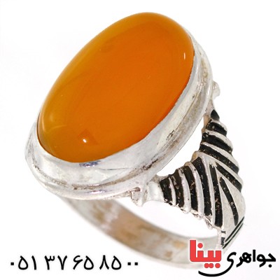 انگشتر عقیق شرف الشمس درشت مردانه مدل دور ساده _کد:10525