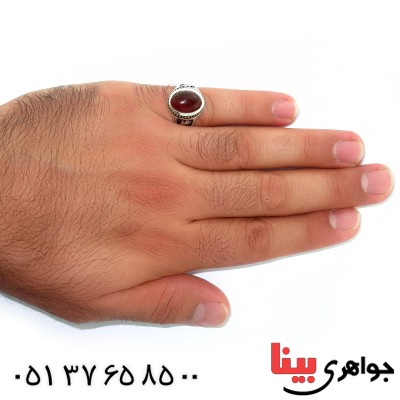 انگشتر عقیق قرمز مردانه یا علی (ع) _کد:10531
