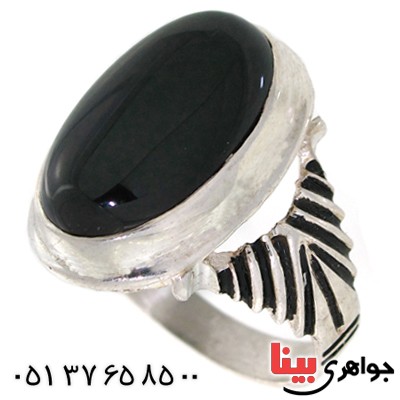 انگشتر عقیق سیاه (اونیکس) درشت مردانه مدل دور ساده _کد:10532