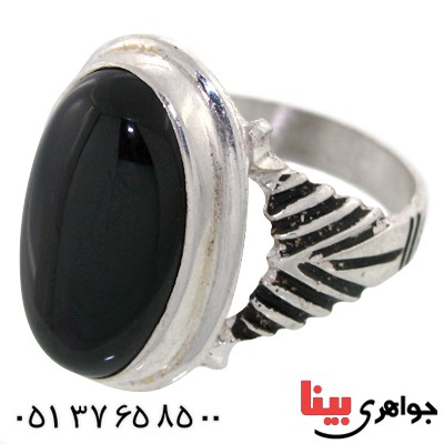 انگشتر عقیق سیاه (اونیکس) درشت مردانه مدل دور ساده _کد:10532