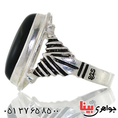 انگشتر عقیق سیاه (اونیکس) درشت مردانه مدل دور ساده _کد:10532