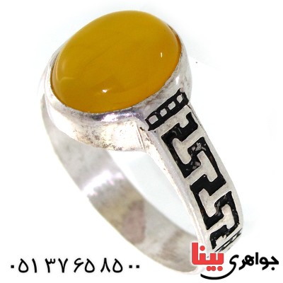 انگشتر عقیق شرف الشمس مردانه مدل ارژنگ _کد:10537