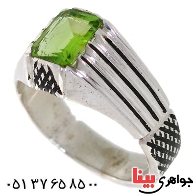 انگشتر زبرجد مستطیلی مردانه کلاسیک شیار دار _کد:10542