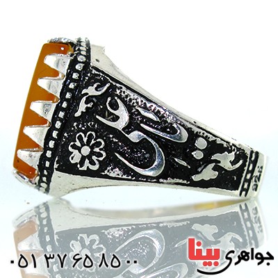 انگشتر عقیق شرف الشمس مردانه یا علی (ع) _کد:10543