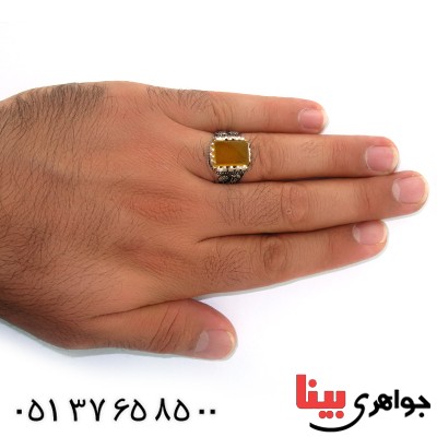 انگشتر عقیق شرف الشمس مردانه یا علی (ع) _کد:10543